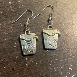 Silver Floss Drop and Dangle Earrings.